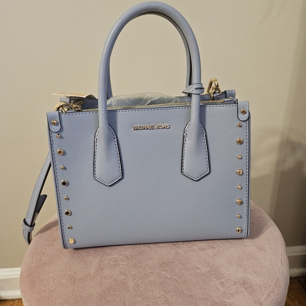 Michael Kors Light Blue Saffiano Leather Satchel